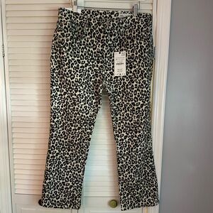 Zara Cropped Boot Leopard Print Pants Jeans 12